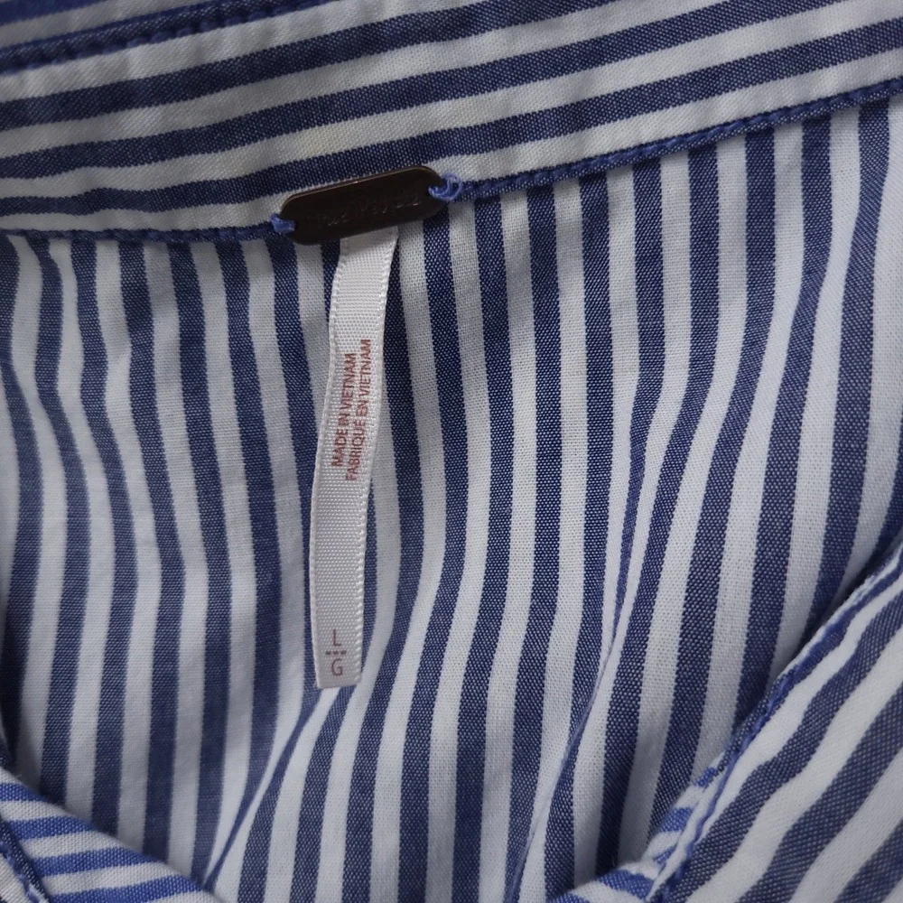 Free People Top Tunic Size Large Striped Oversized Button Up Relaxed Minimalist - Picture 3 of 16